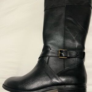 Ralph Lauren Black Heeled Boots with Glossy Leather Finish